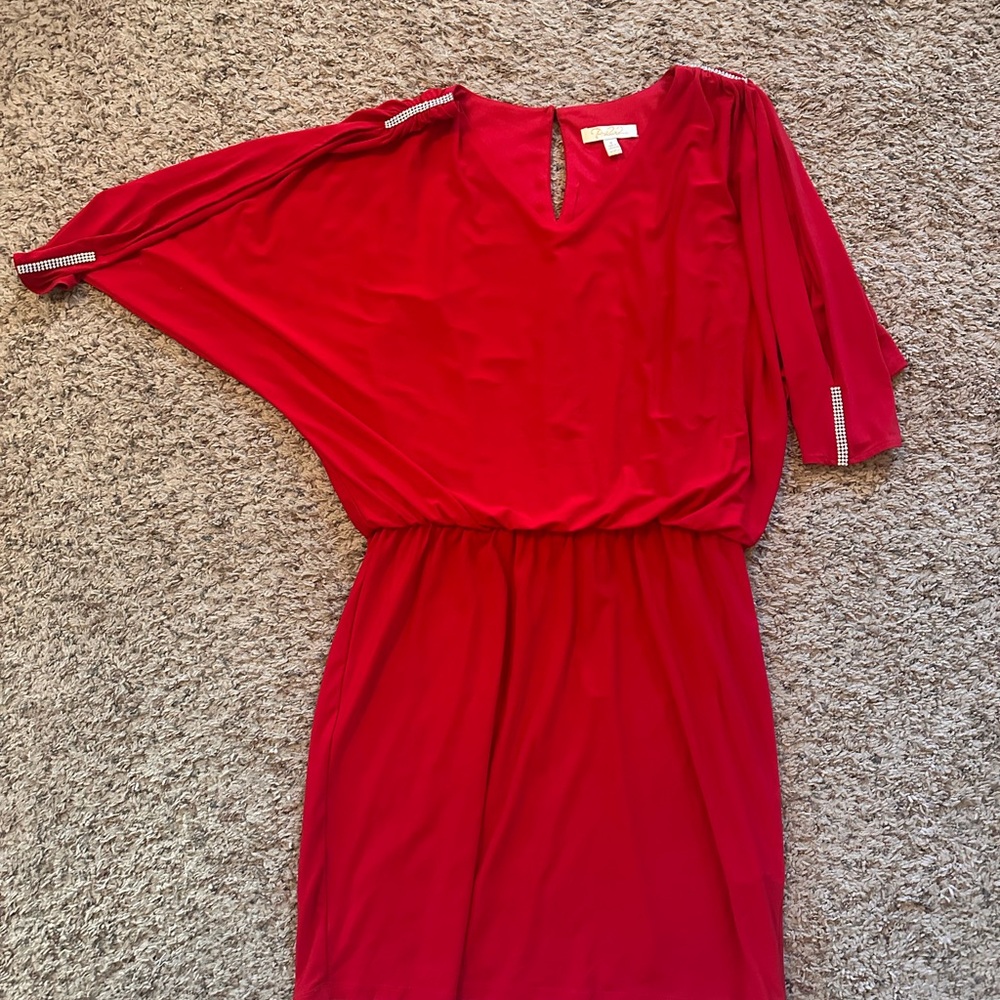 Elegant Red Dress with Rhinestone Accents